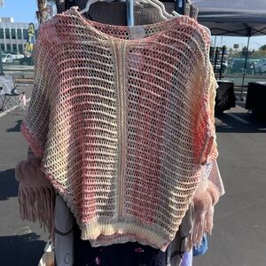 Multicolor Knit Crochet Women's Top